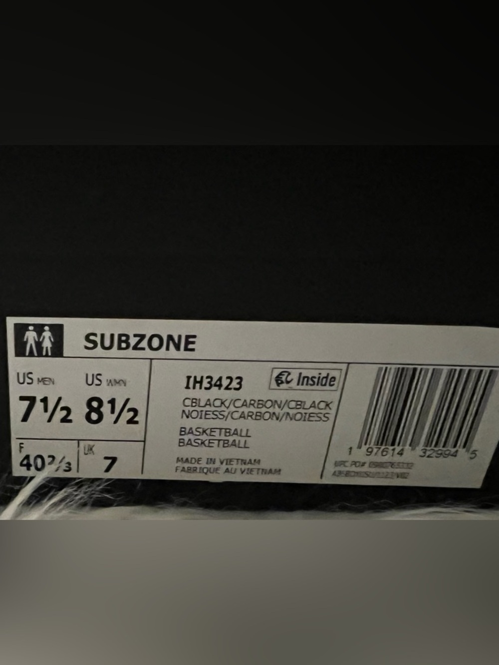 Adidas Subzone Sneakers with Cloudfoam cushioning Black Men 7.5/Women 8.5 NEW - Picture 2 of 6